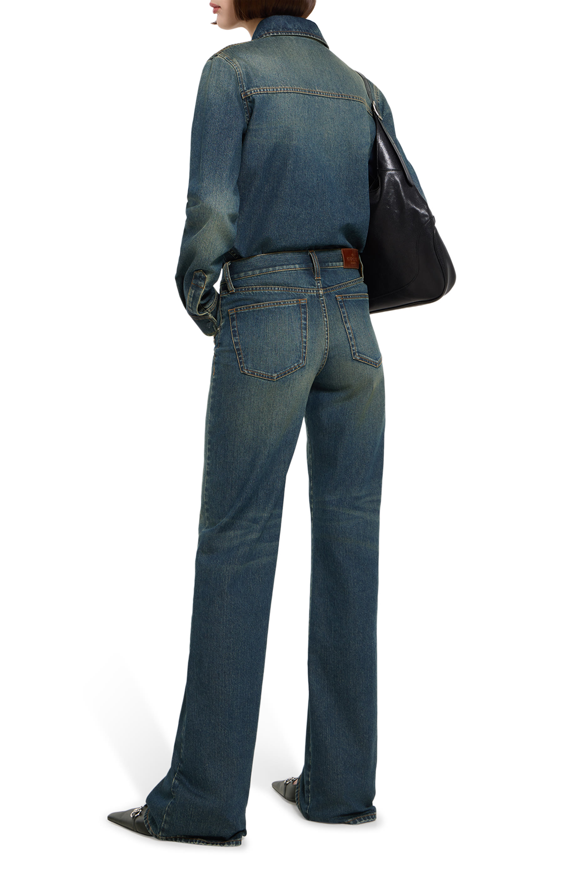 Crest Embroidery Denim Shirt