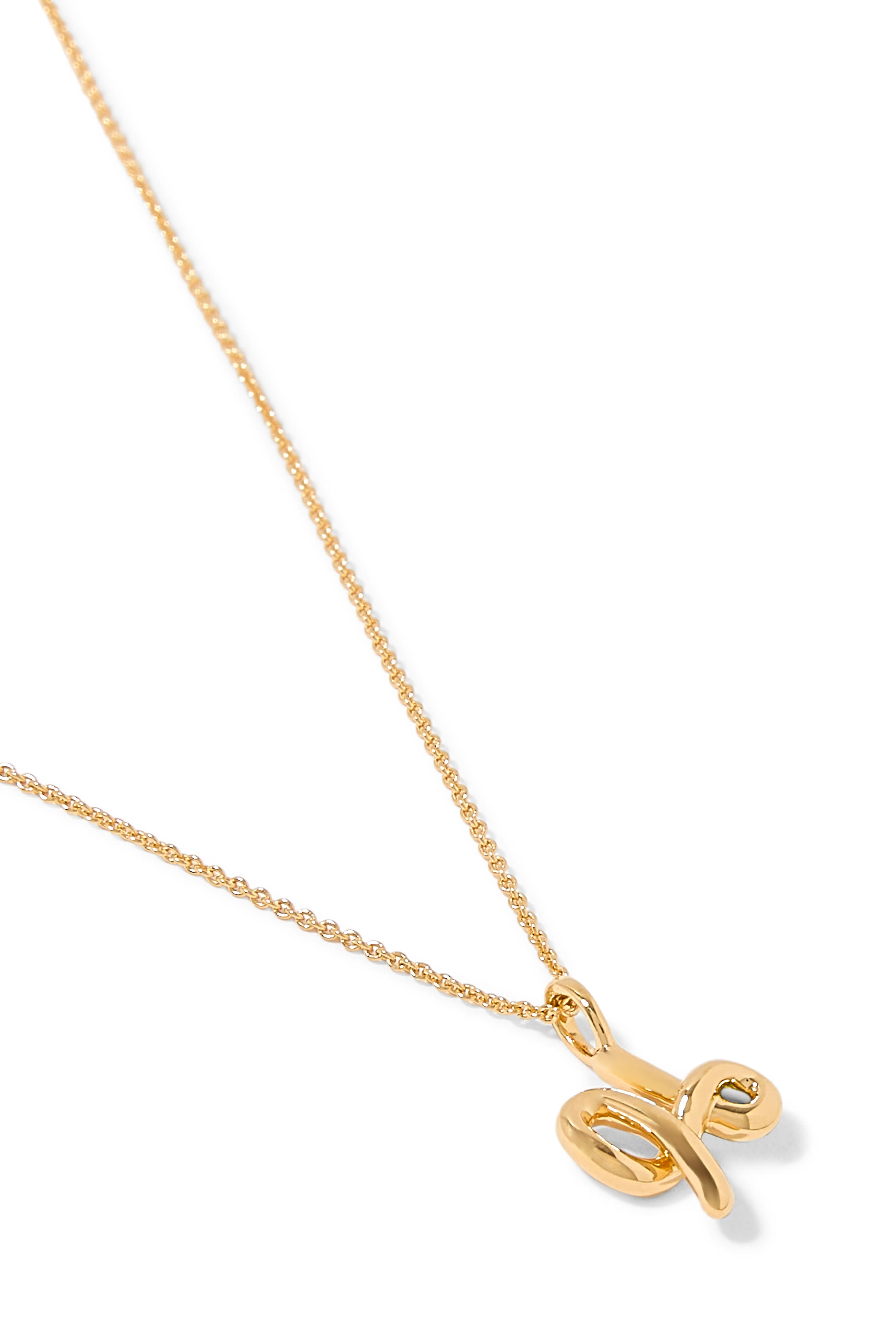 Curly Molten Mini Initial Necklace - H, 18k Recycled Gold Vermeil on Recycled Sterling Silver