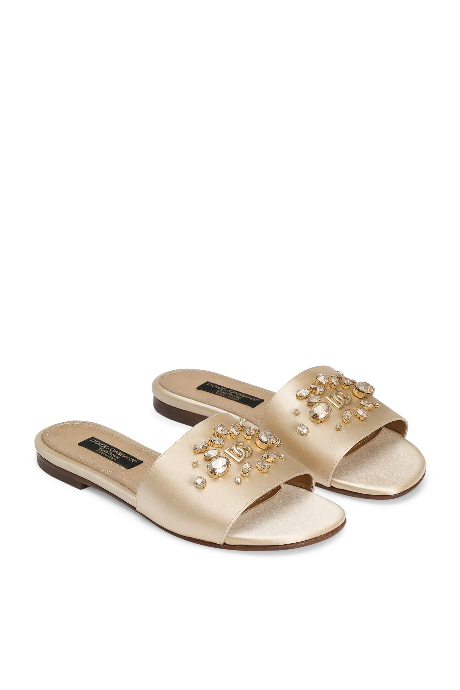 Kids Logo Flat Satin Sliders with Embroidery