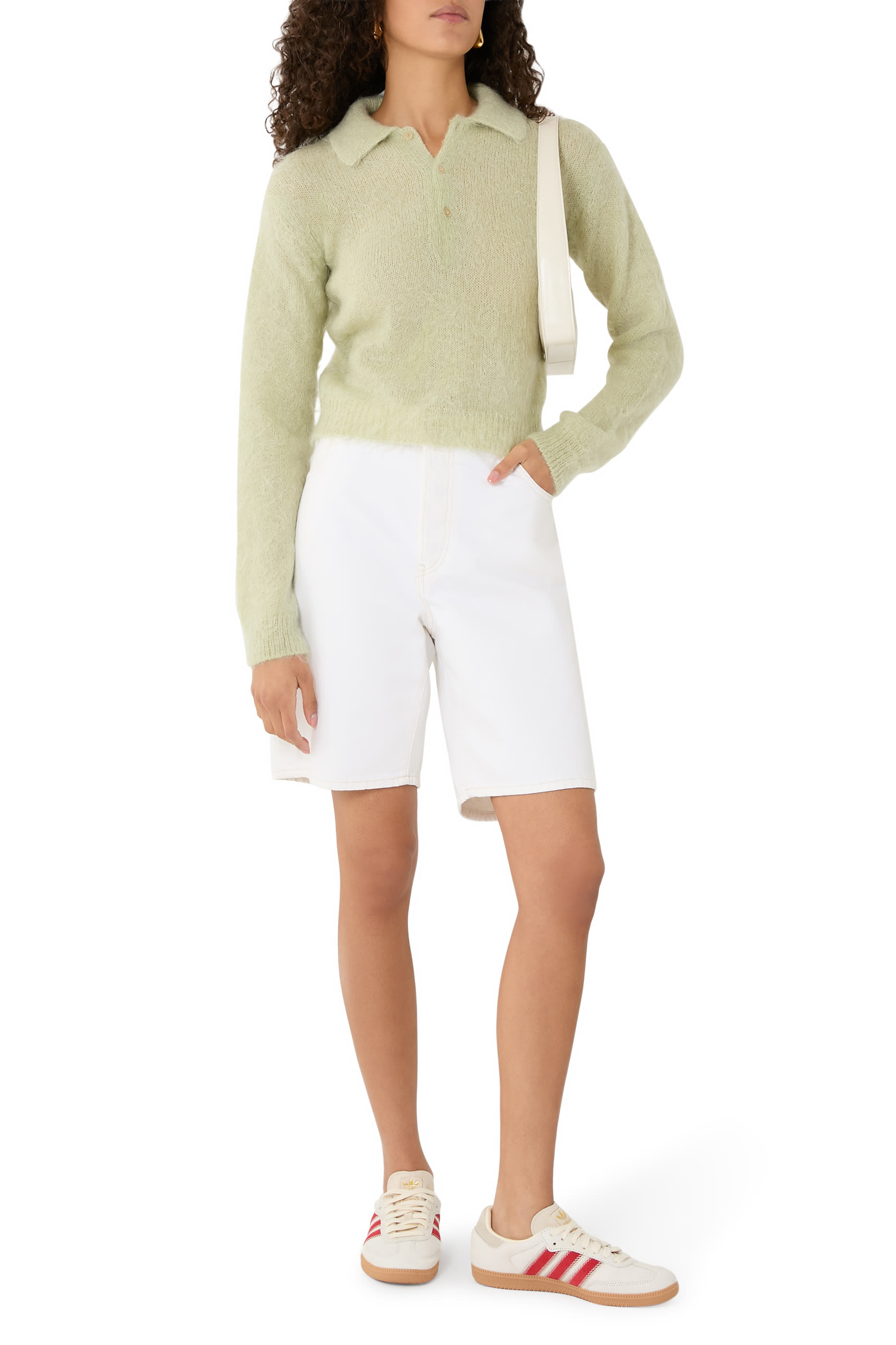 Brushed Super Kid Mohair Knit Polo