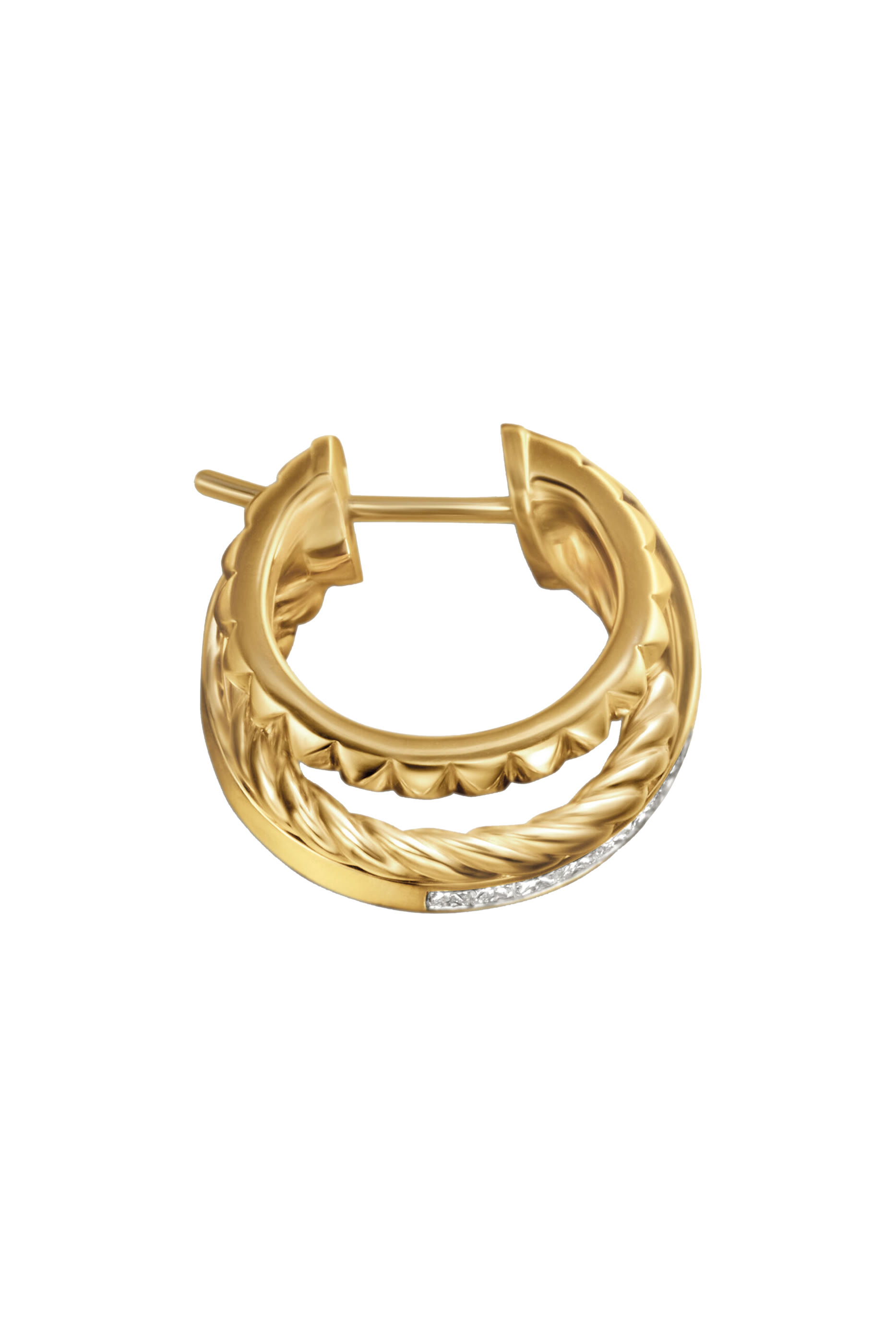 Crossover Trio Multi Row Hoop, 18K Yellow Gold & Diamonds