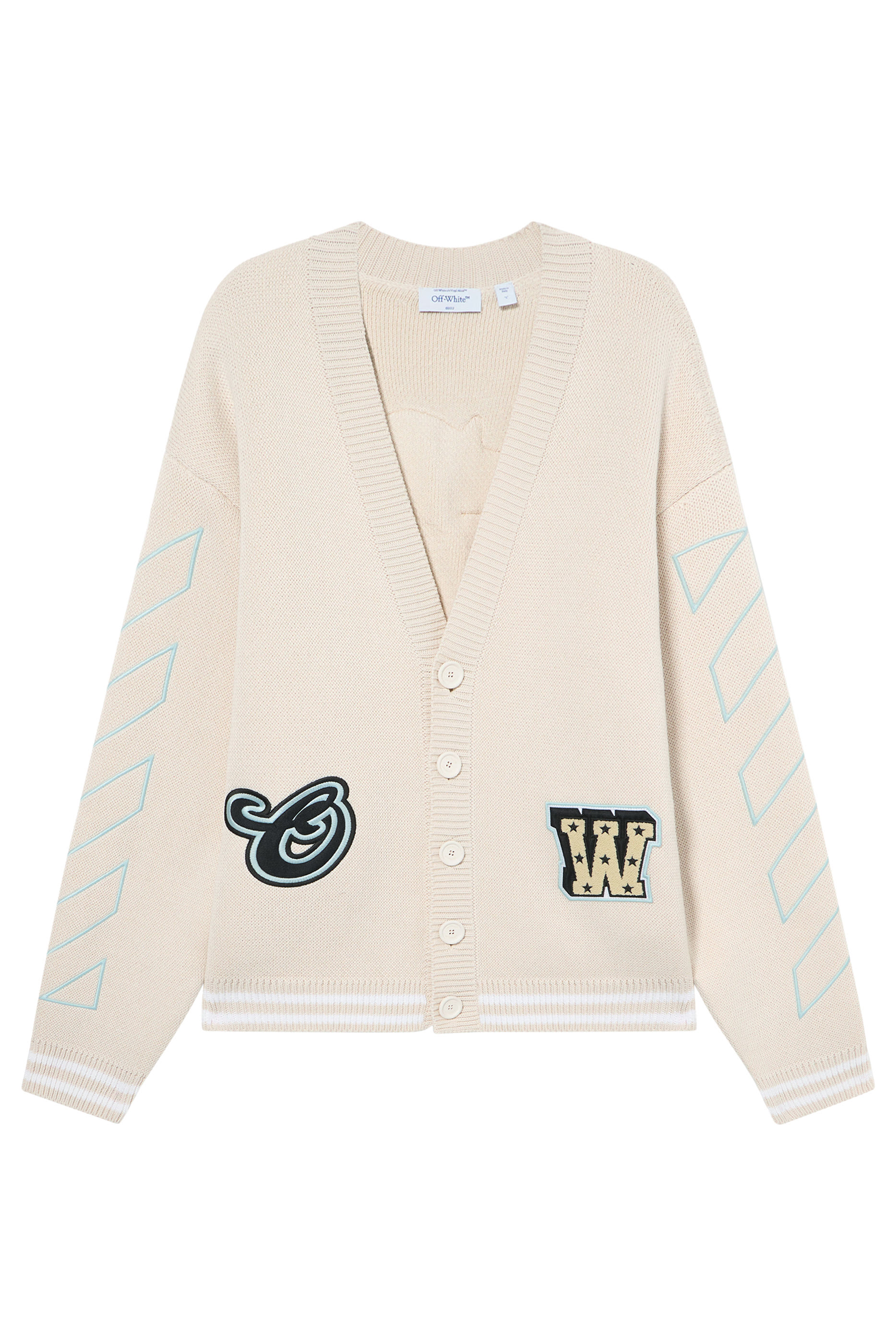 Star Logo Diagonal Varsity Knit Cardigan