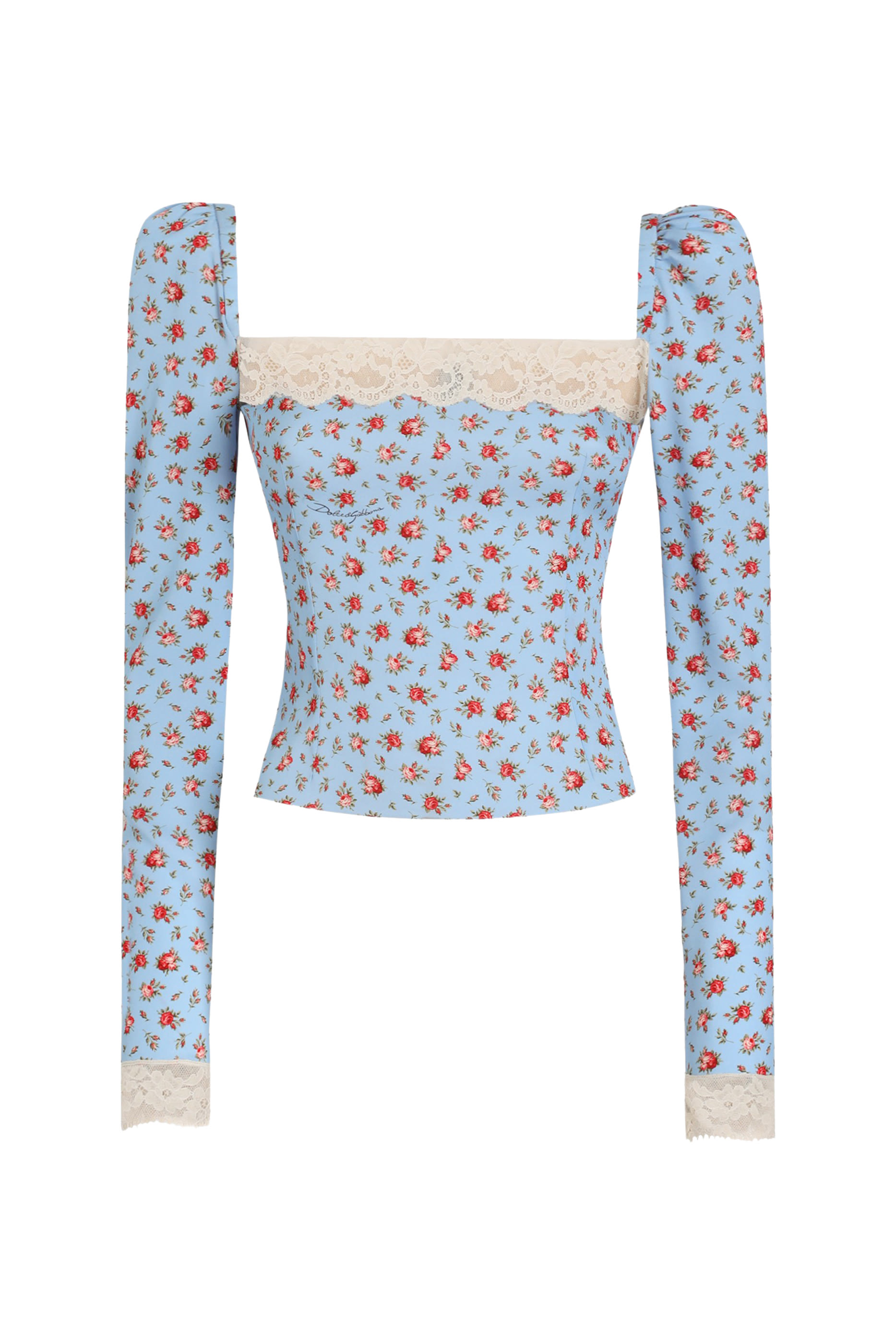 Small Rose-Print Charmeuse Top