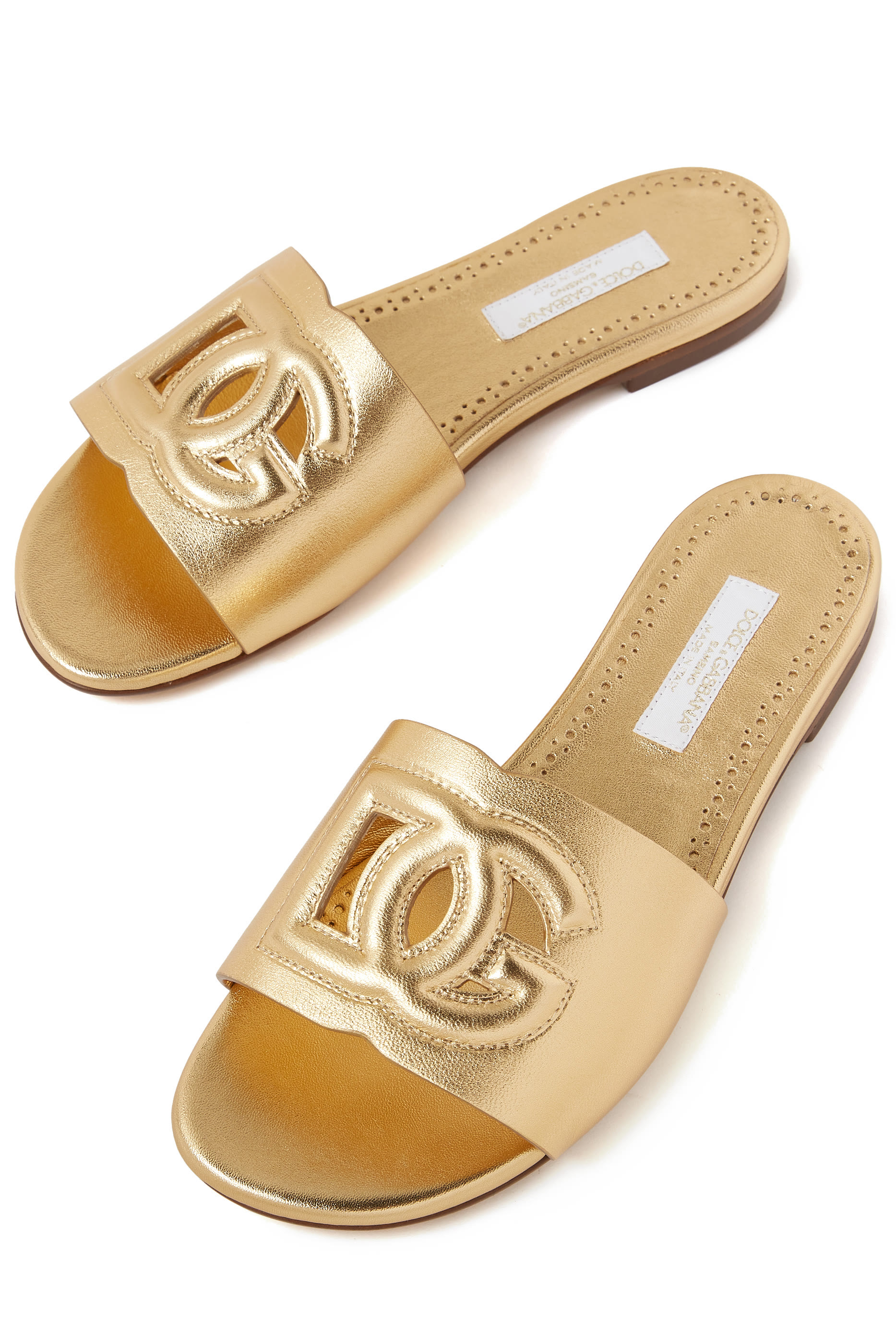 Kids DG Logo Leather Slides
