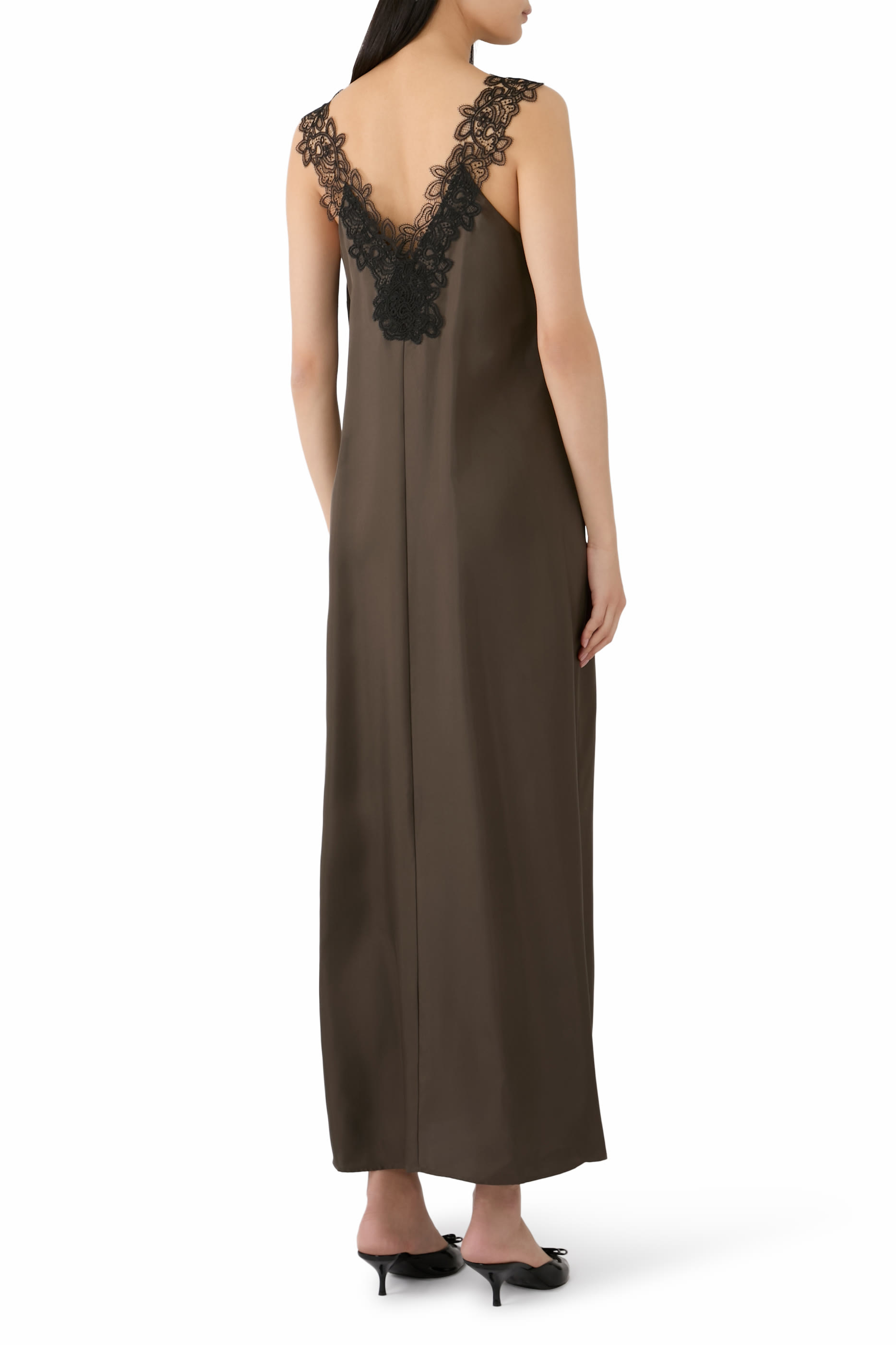 V-Neck Silk Maxi Dress 