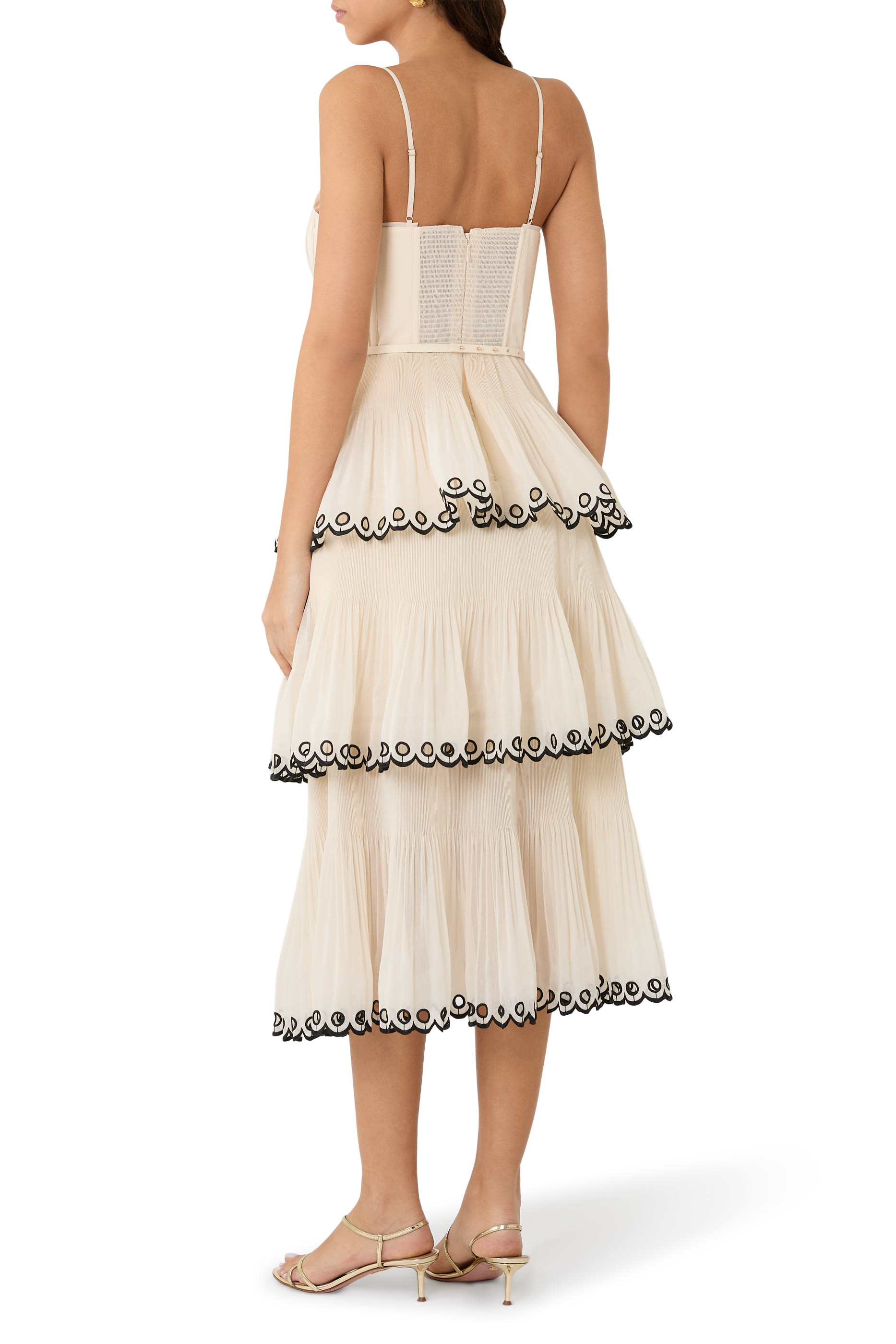 Embroidered Tiered Midi Dress