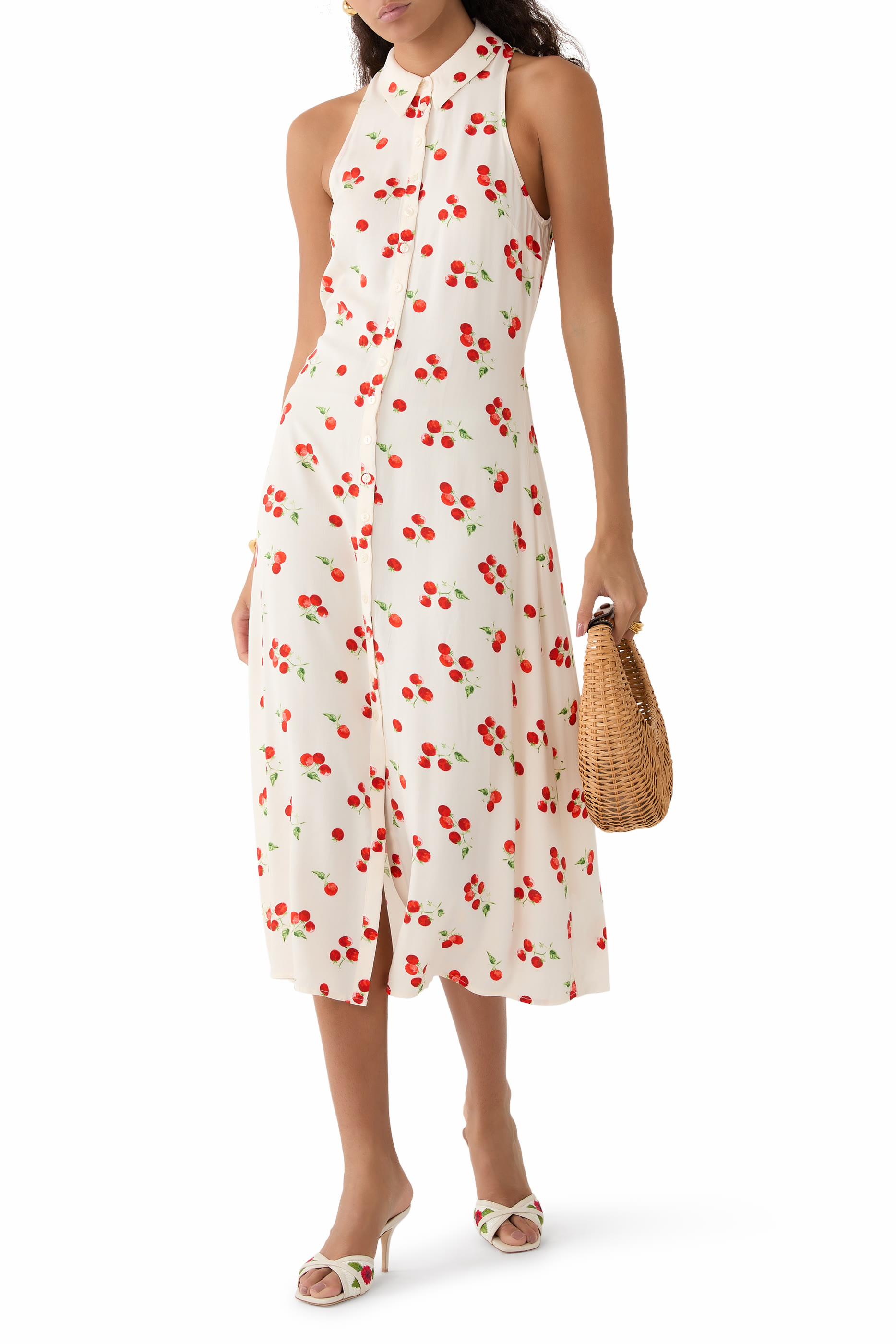 Sark Tomato Print Midi Dress