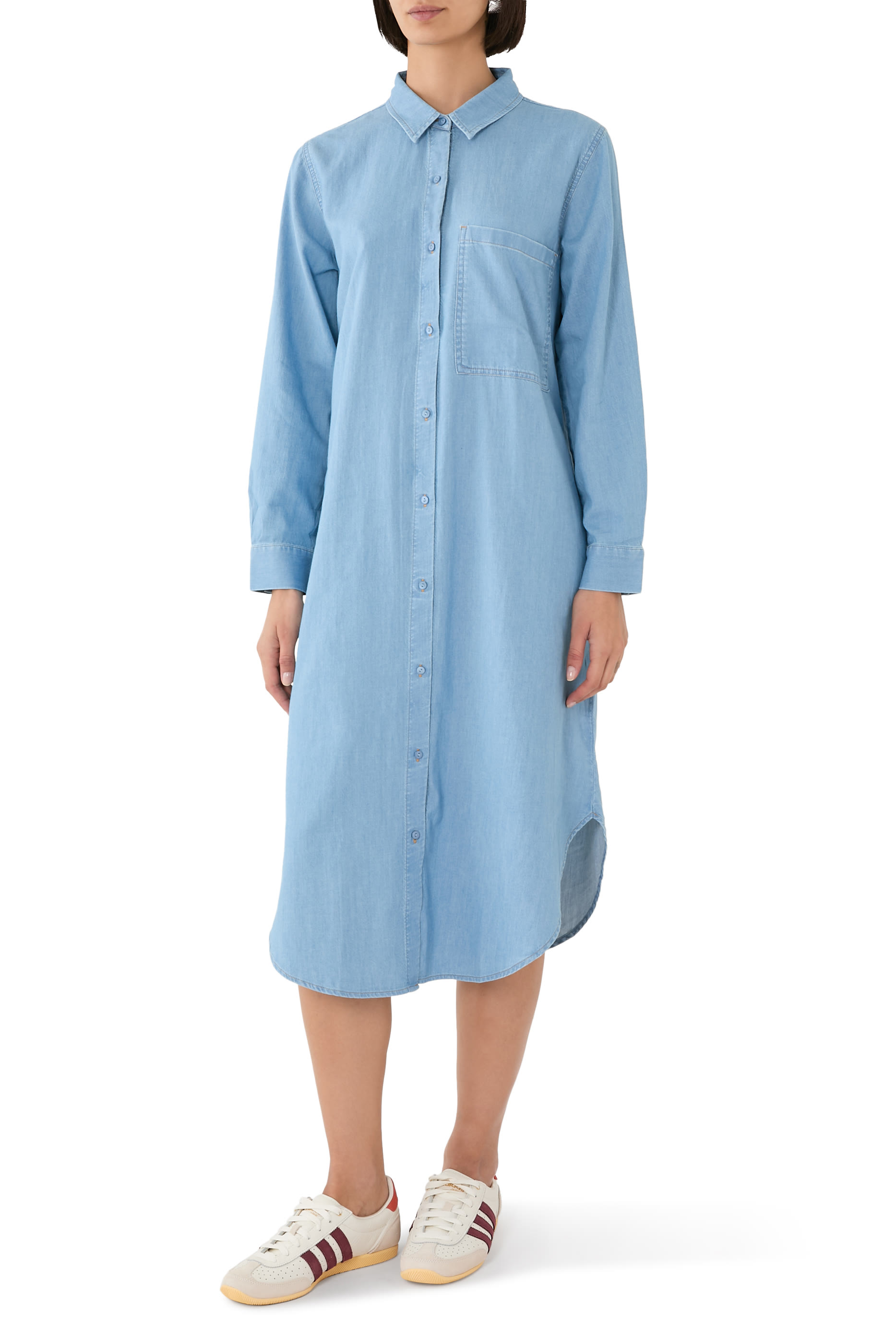 Airy Organic Cotton Twill Shirtdress