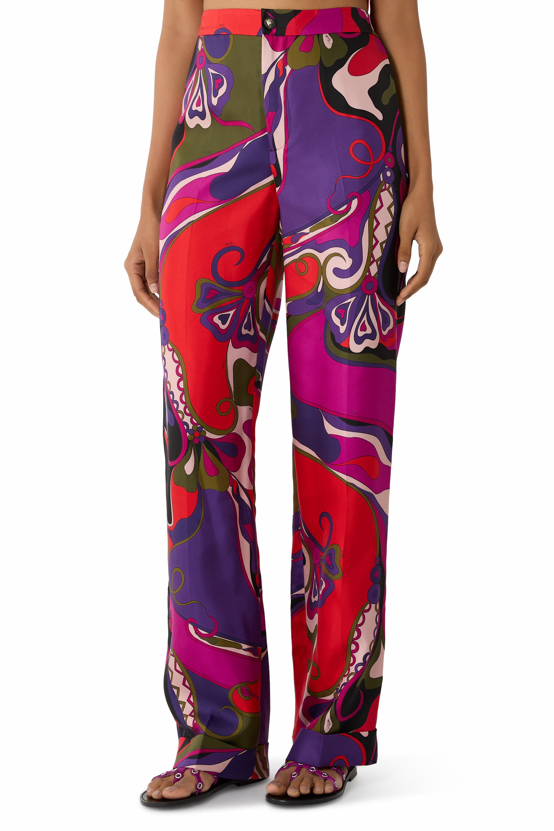 Orchidee Print Silk Pajama Trousers