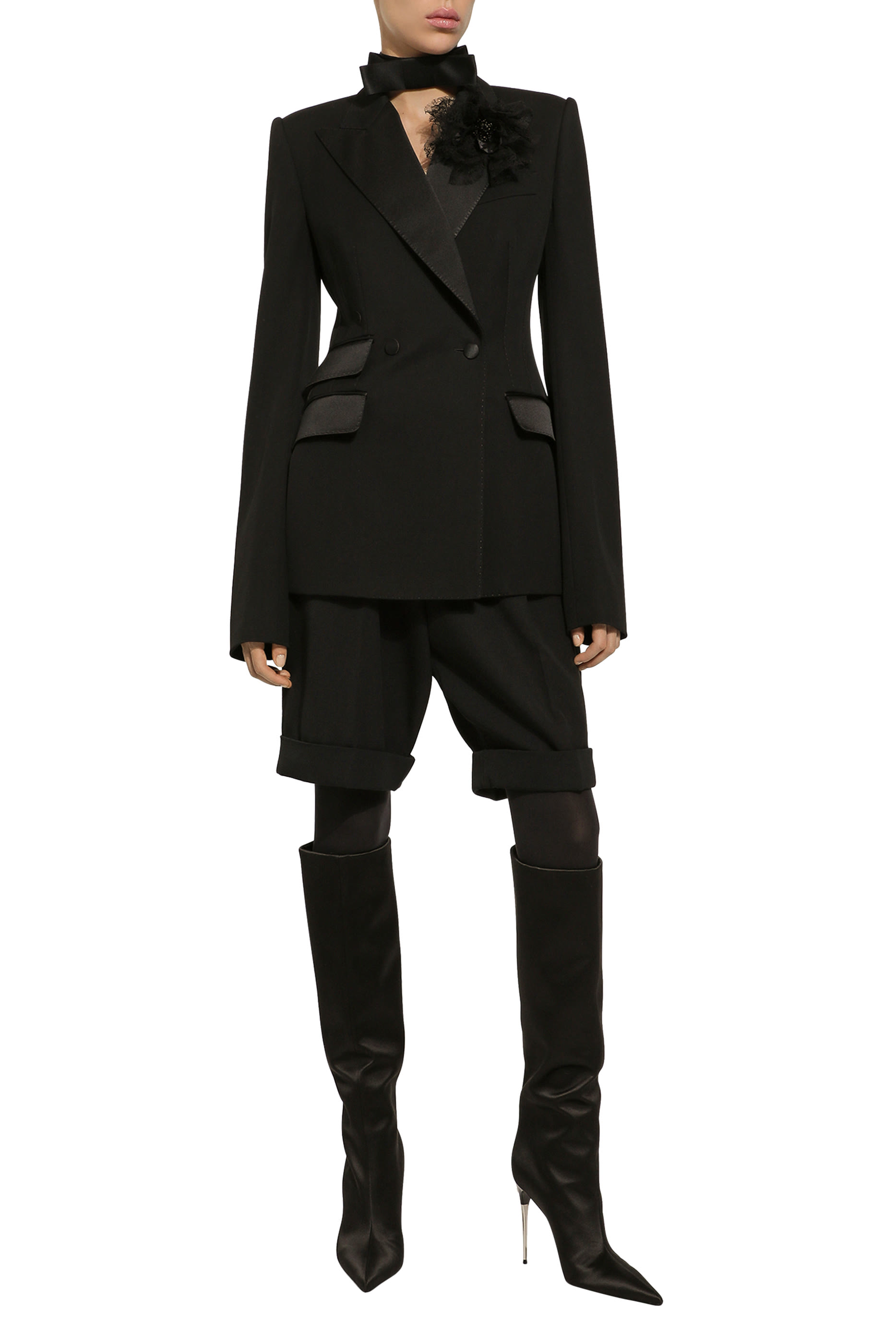 Double-Breasted Woolen Jacket with Side Vents