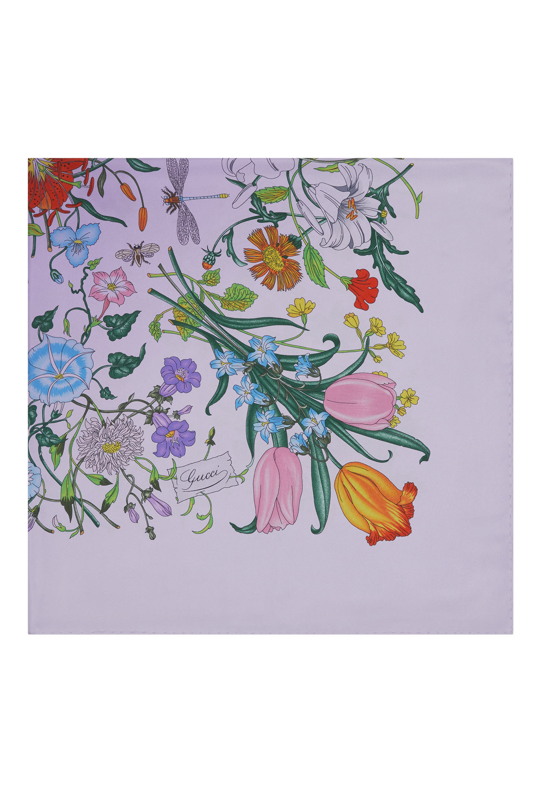 Printed Flora Silk Twill Carr&eacute;