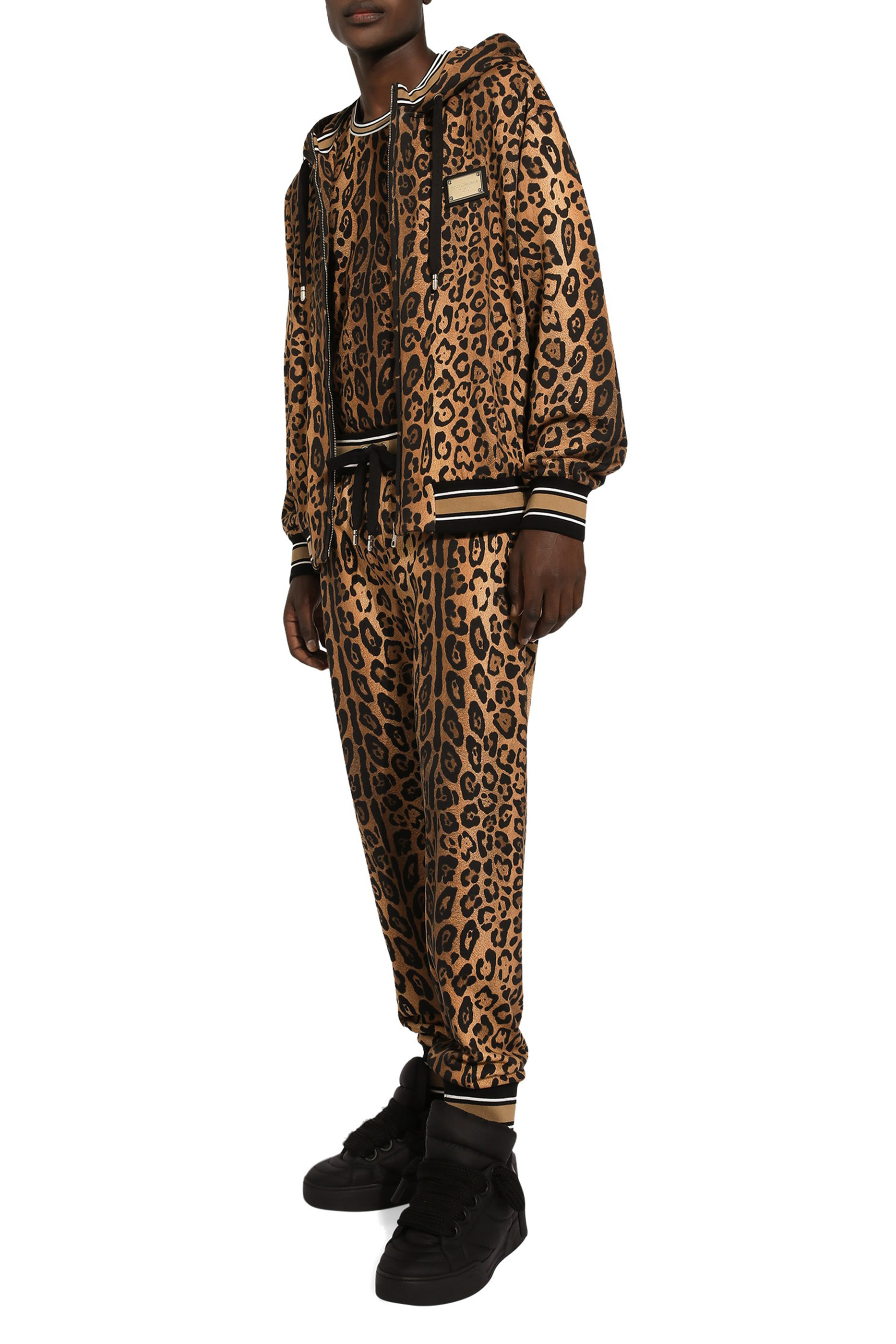  Hoodie with Leopard-Print Crespo and Tag