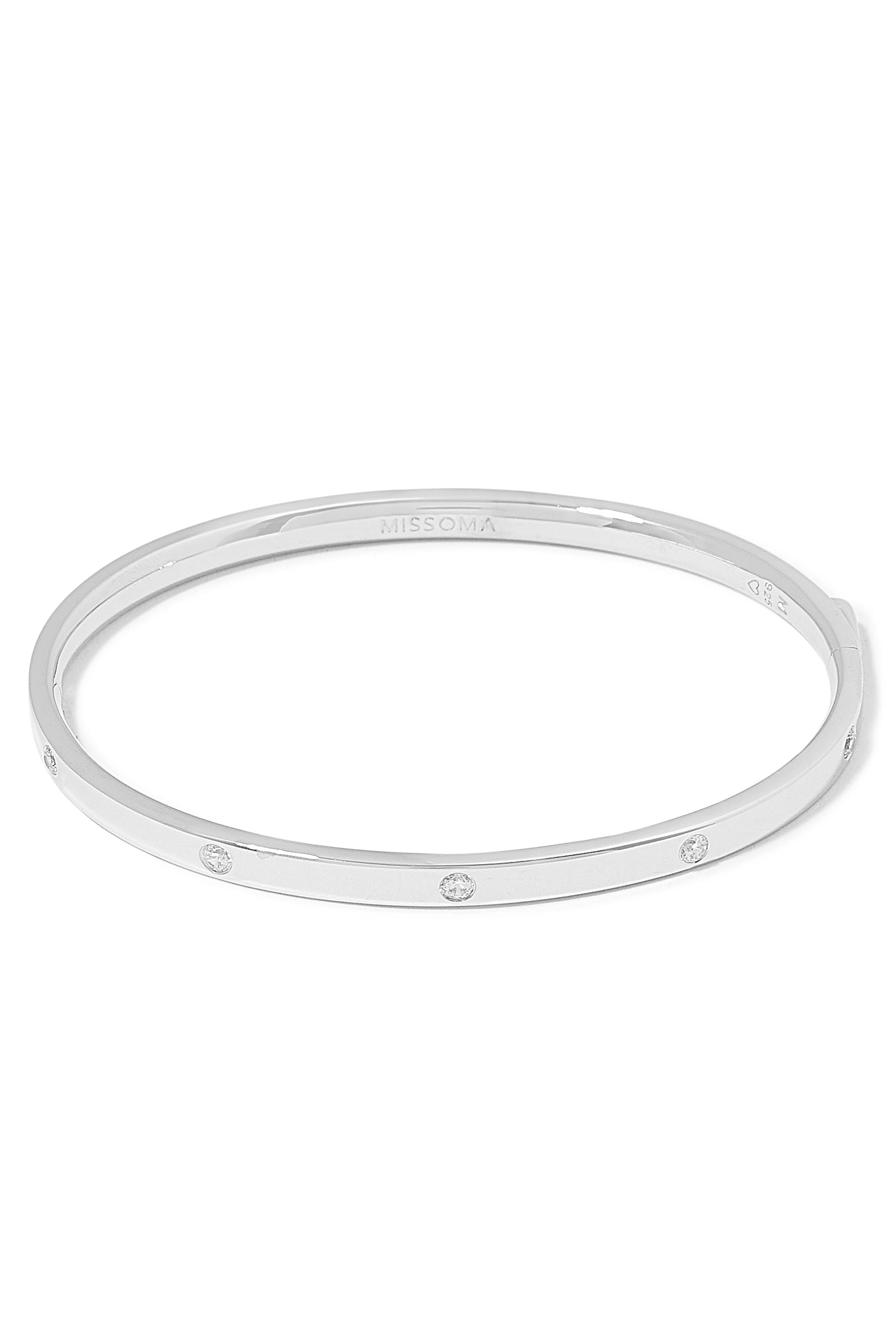 Interstellar Hinged Bangle, Rhodium Plated on Recycled Sterling Silver & Cubic Zirconia
