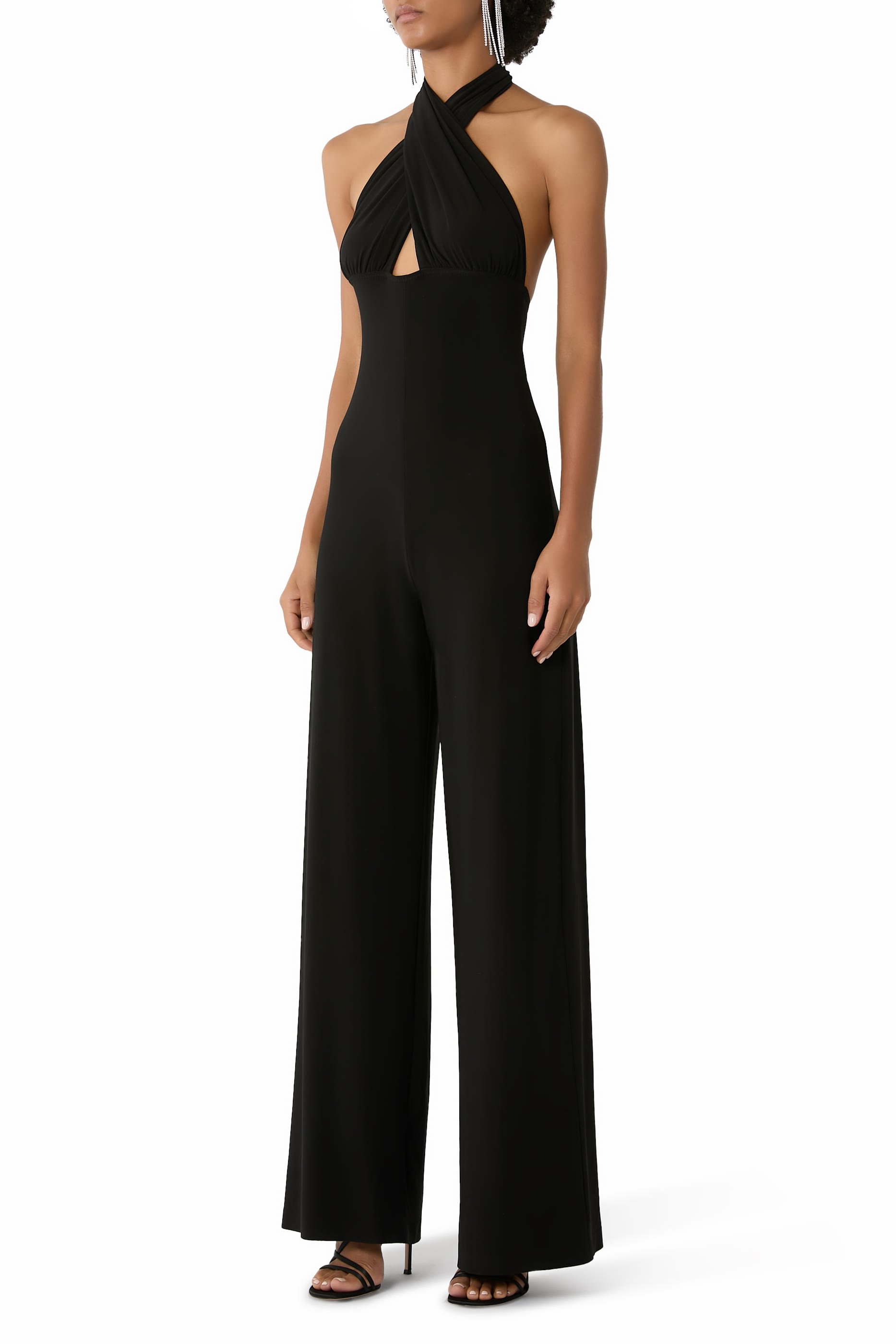 Cross Halter Straight Leg Jumpsuit