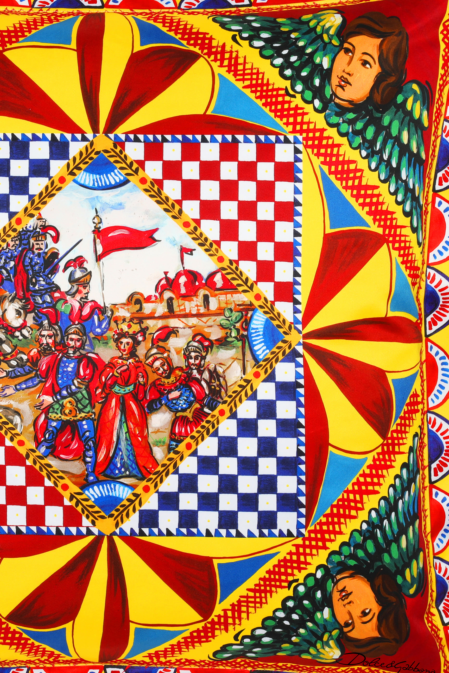 Duchesse Cotton Cushion Medium Carretto with Green