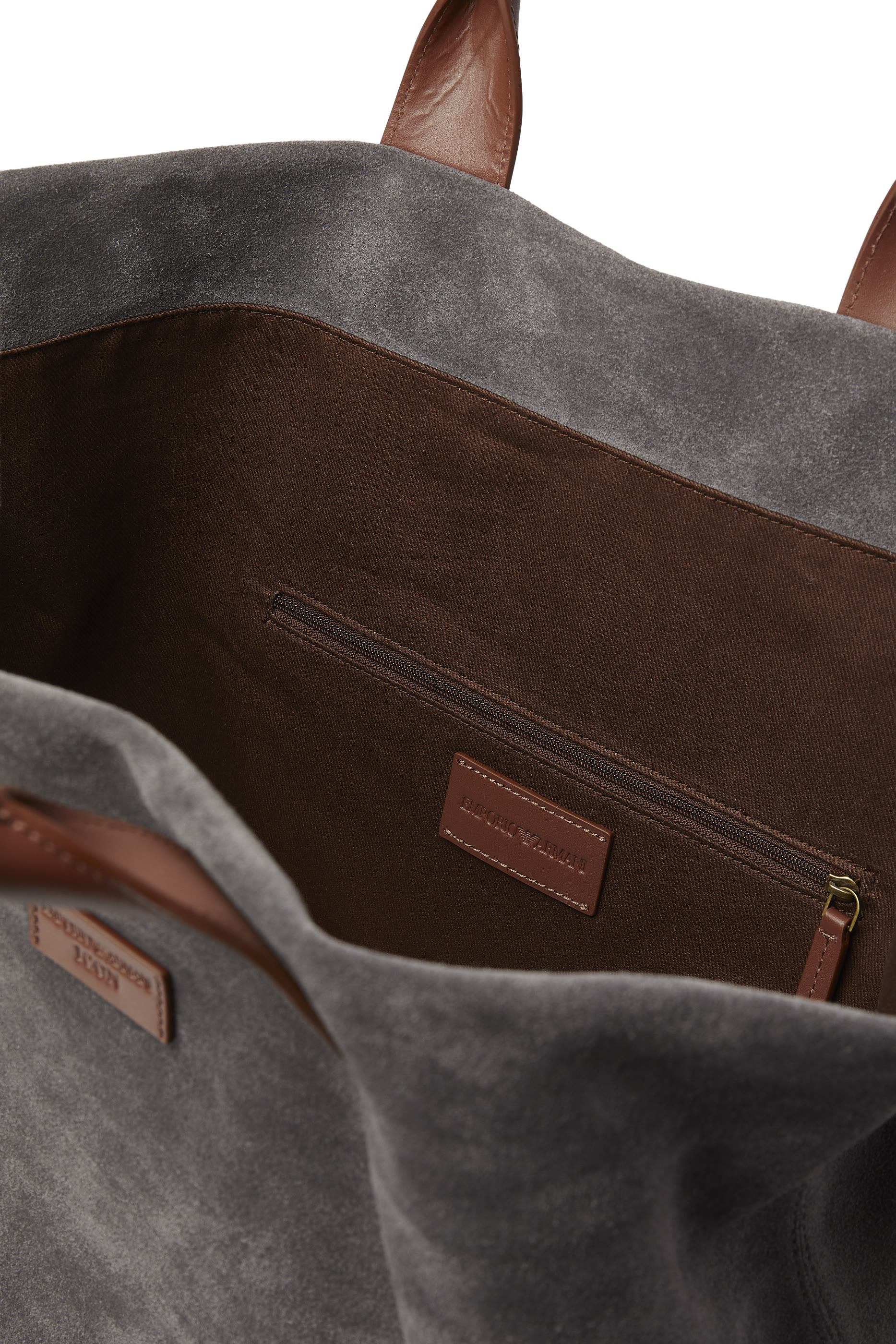 Contrast Suede Shopping Bag