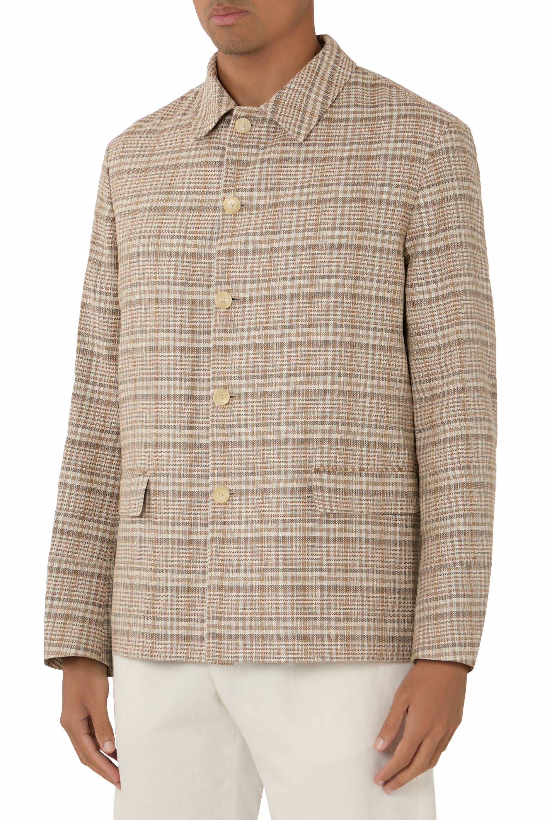 Nep Check Silk Linen Jacket
