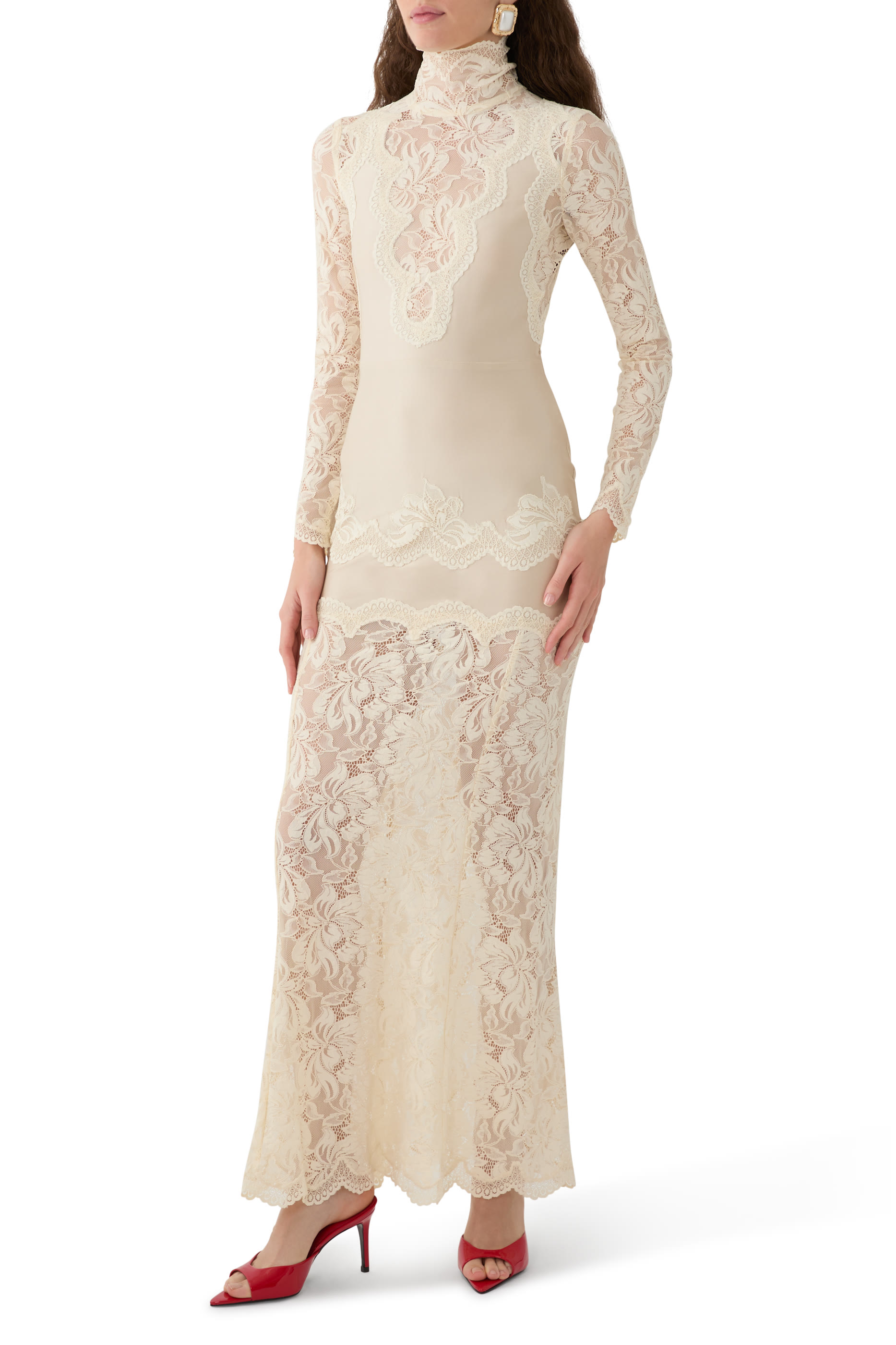 Lace-Trimmed Maxi Dress