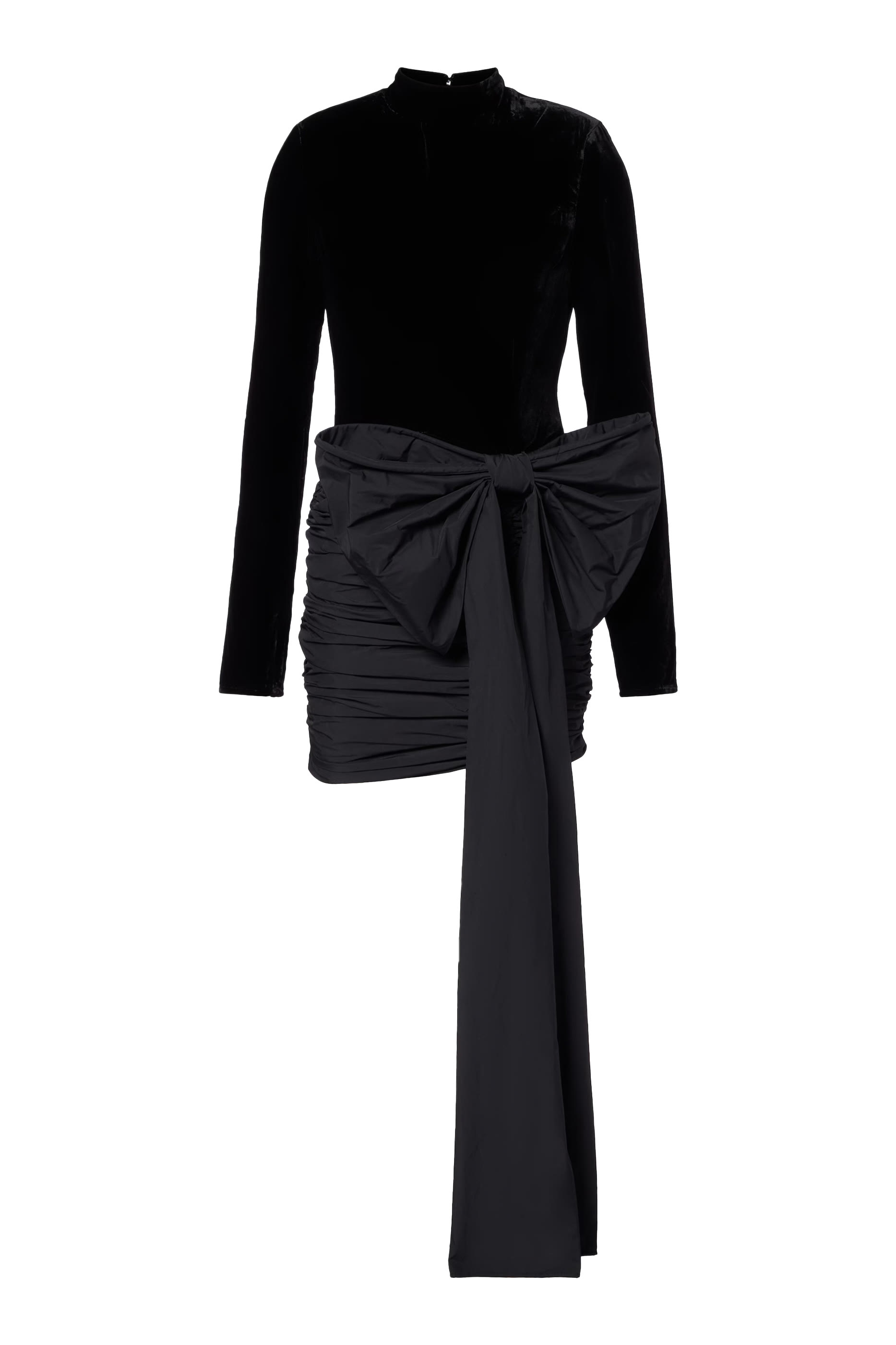  Velvet Bow Mini Dress