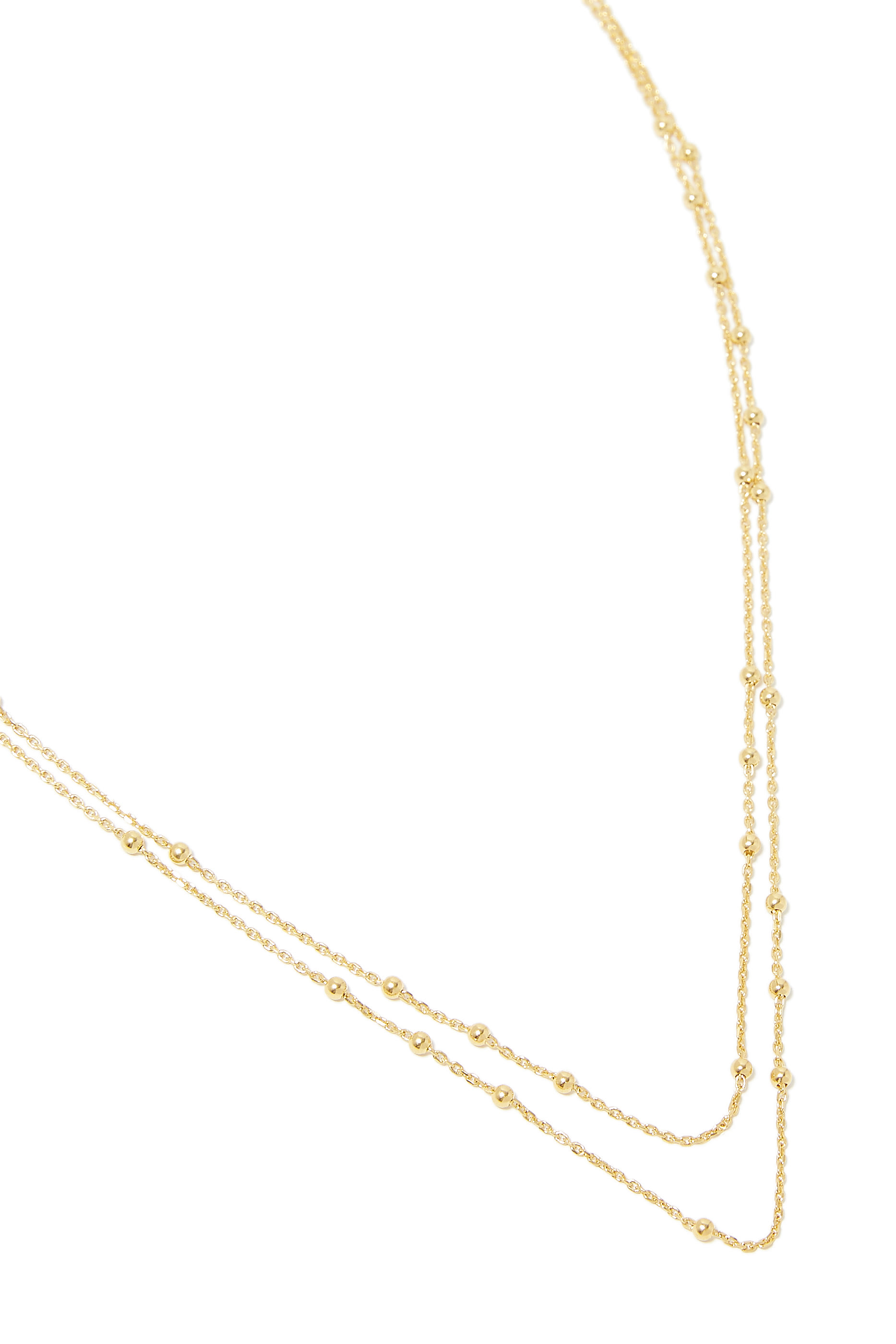 Double Chain Necklace, 18k Yellow Gold & Sterling Silver